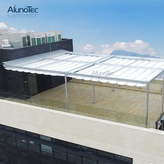 AlunoTec Fabrikpreis Große Hotel-Außenmarkise mit LED-Leuchten
