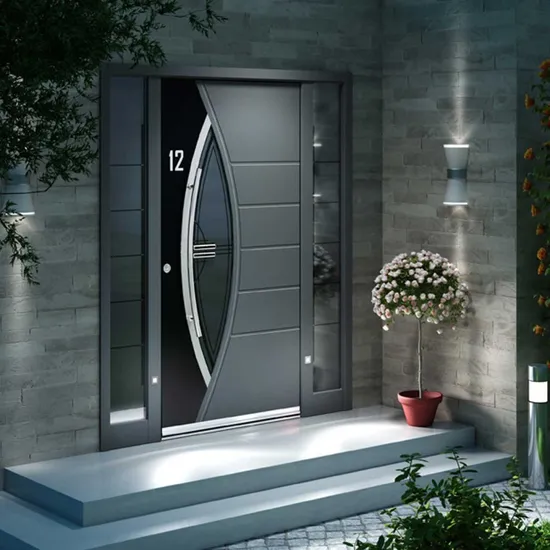 Haupteingangstür aus wasserdichtem Aluminium mit Drehgelenk für den Vordereingang, Holzverbundstoff